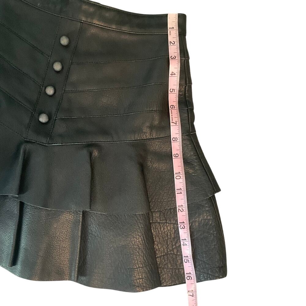 Aje. Ambrosio Black Leather Mini Ruffle, Flat Chevron Yoke Skirt Sz. AU 8 / US 4 - Picture 12 of 12